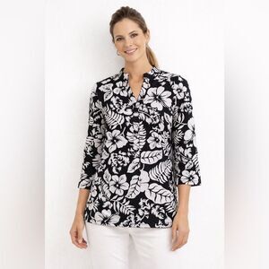 Lauren Ralph Lauren Black and White Floral Top